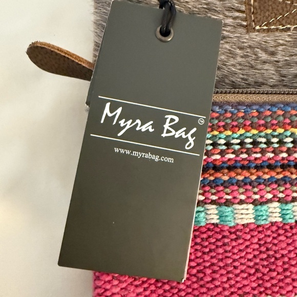 Myra Bag Pink and Brown Crossbody Cowhide accent - Picture 2 of 6